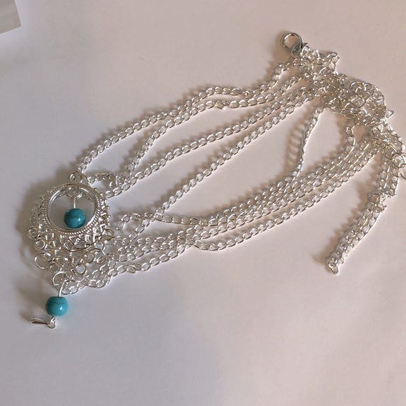 Set of 2- Boho Silver/Turquoise Barefoot Sandal Anklet - Picture 7 of 10